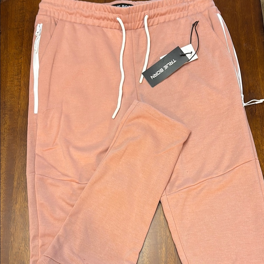 True Born Peach Jogger Pants with White Accents